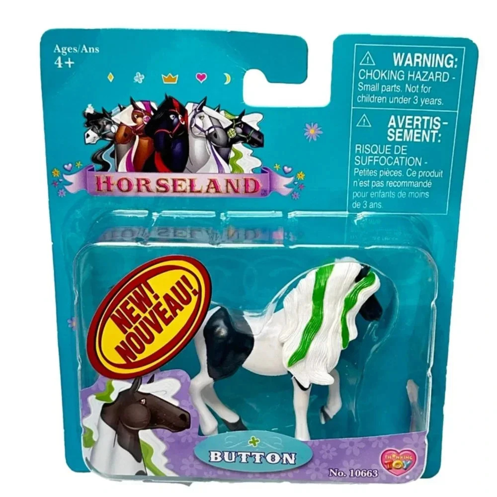 Horseland Button Horse Button 3 inch White‎ Green New in  Pak 2006